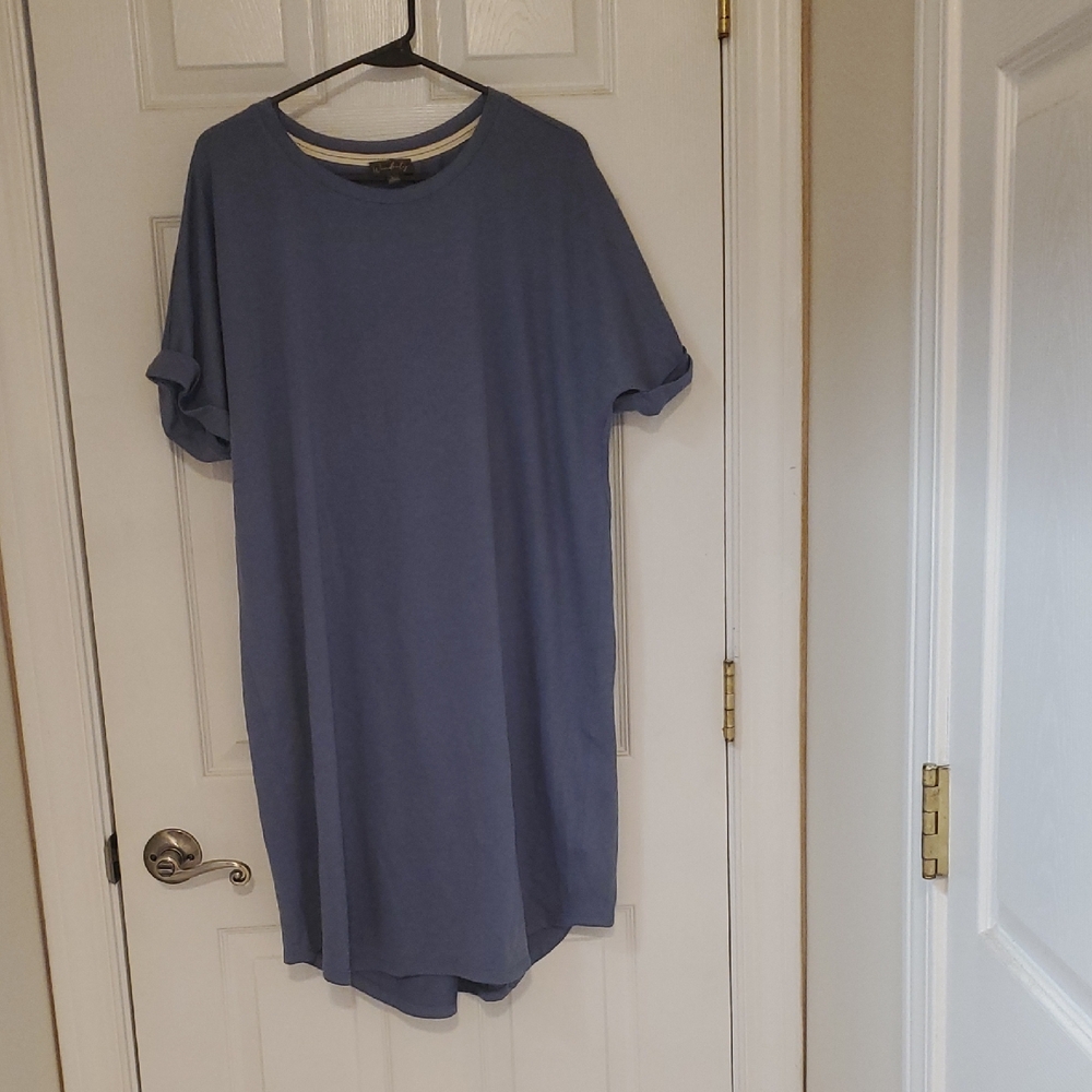 Wonderly Short Sleeve Blue Dress Size Large